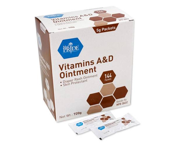 Med Pride Vitamin A & D Ointment, 5 gm Foil packets