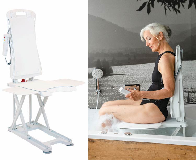 Bellavita Auto Bath Tub Chair Seat Lift with White Cover Set