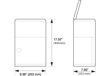 Dimensions for Janibell M250HW Under Cabinet Waste Can