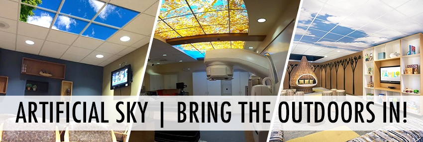 Banner of ceiling examples that Artifical Sky has to offer. "Bring the Outdoors In"