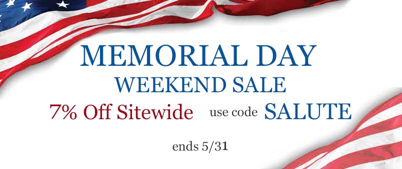 7% off Memorial Day Weekend Sale. Ends 5/31/21