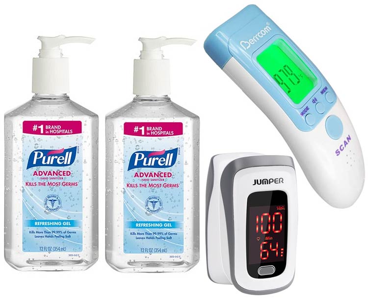 COVID Equipment Kit - Thermomter, Oximeter, Hand Sanitizer