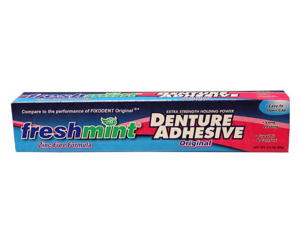 New World Imports Freshmint Denture Adhesive, Zinc-Free, 2.4 oz