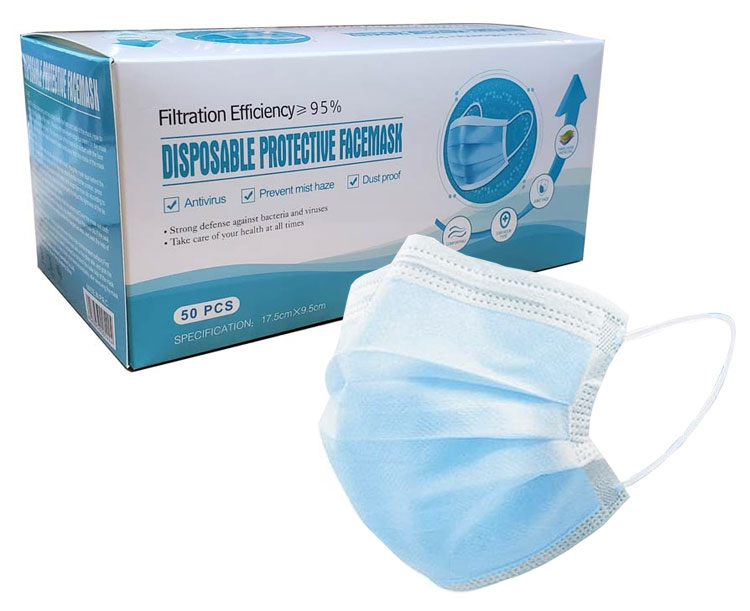 Disposable Protective Face Mask, Box of 50