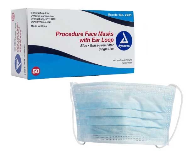 Dynarex Procedure Face Masks, Fluid Resistant