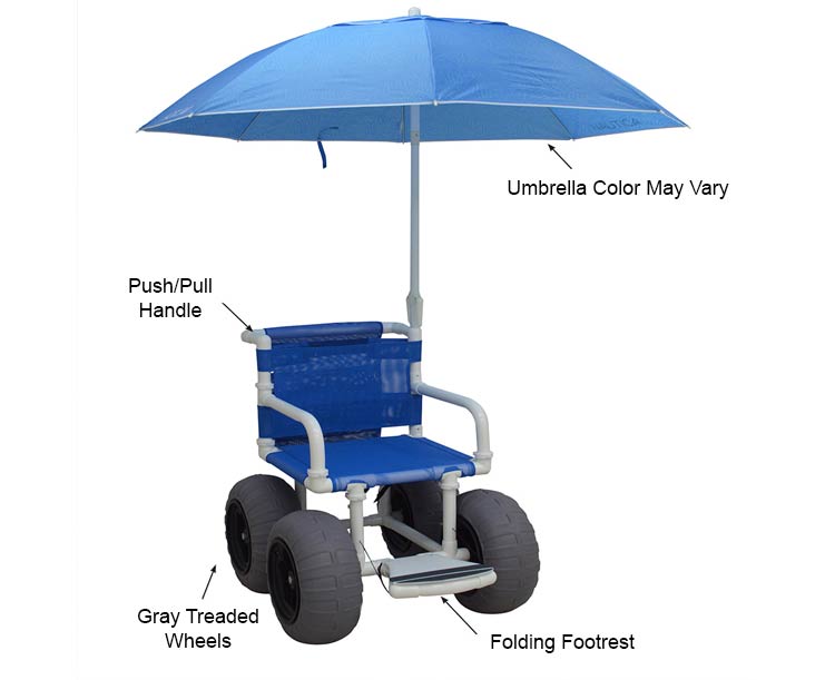 Echo All Terrain & Beach Wheelchair with Umbrella