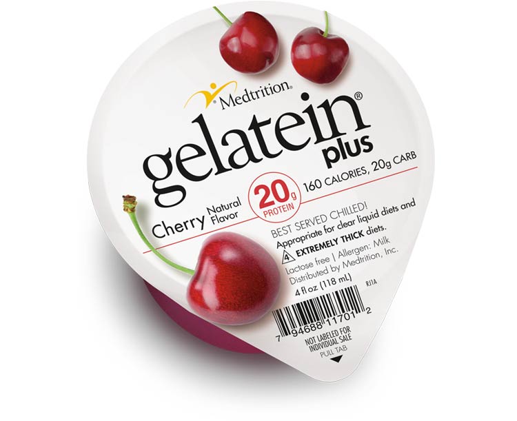 Gelatein Plus High Protein & Calorie Gelatin - Cherry, 4 oz, 36/Case