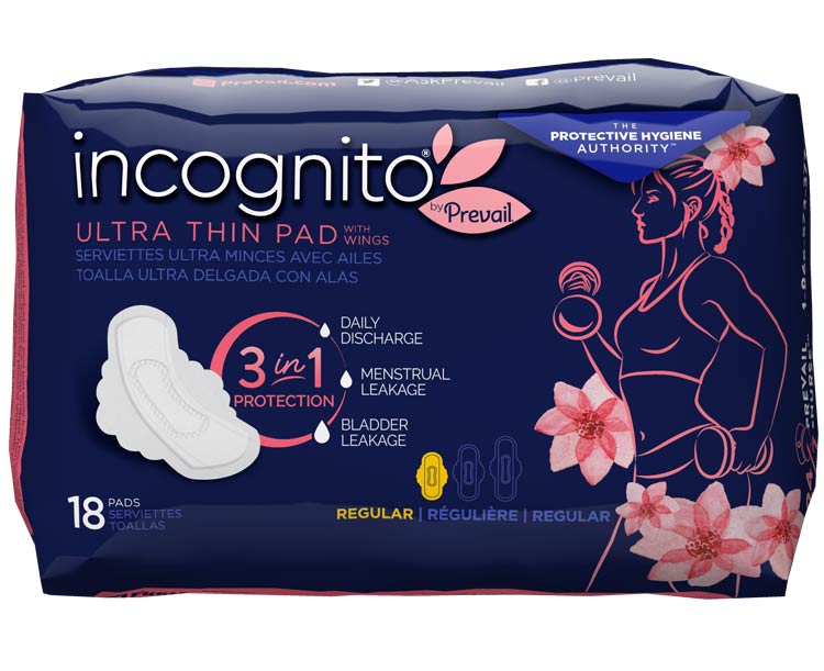 Incognito Ultra Thin Pads with Wings for Leakage Protection