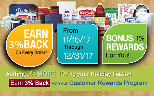 Earn 3% Back on orders 11/15/17 to 12/31/17