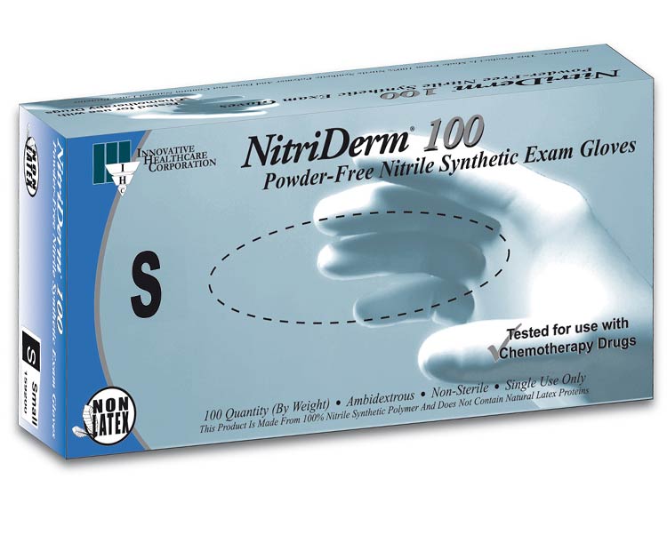 Innovative Healthcare Nitriderm 100 Nitrile Gloves, Exam, Powder Free