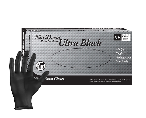 Innovative Healthcare Nitriderm Ultra Black Powder Free Nitrile Exam Gloves