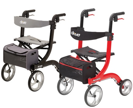 Drive Medical Nitro Aluminum Rollator with 10 inch Casters