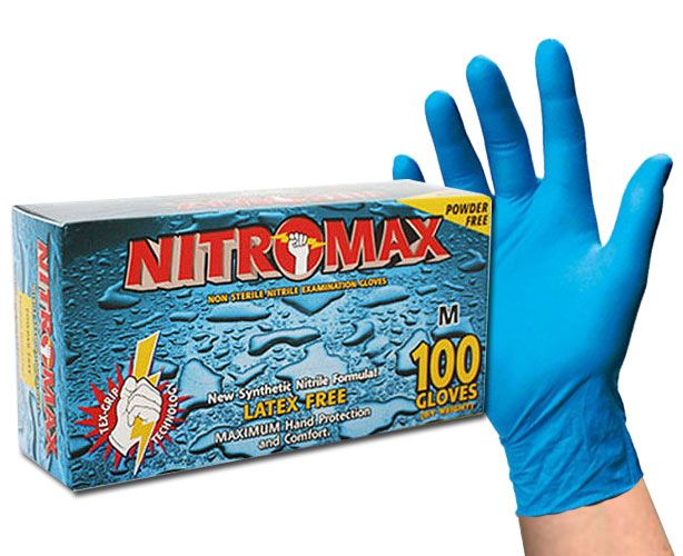 NITROMAX Tex-Grip Powder Free Blue Nitrile Gloves