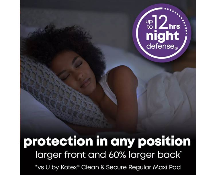 U by Kotex Clean & Secure Overnight Maxi Pads