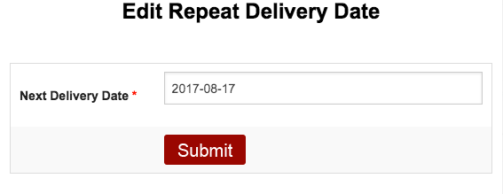 Update Reorder Date for Repeat Delivery