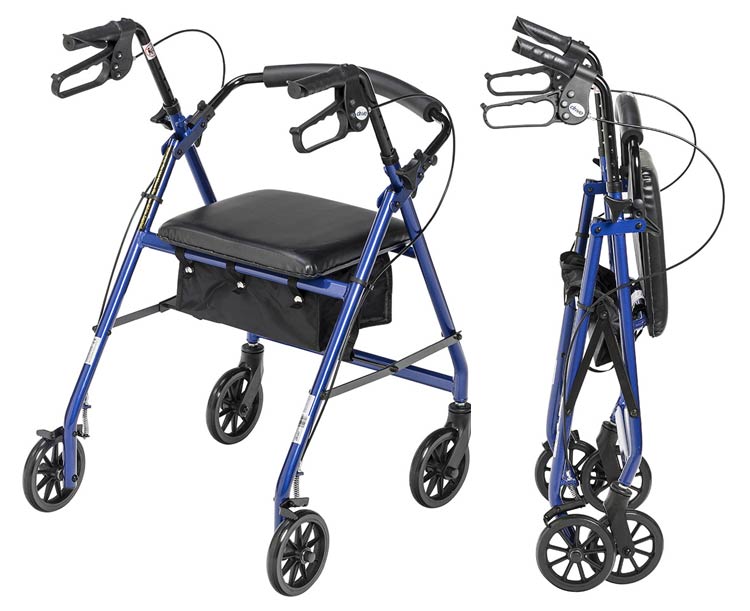 Drive Medical Aluminum Rollator with 6" Casters