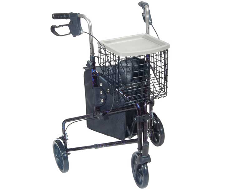 Aluminum Rollator with 3 Wheels & Large Casters