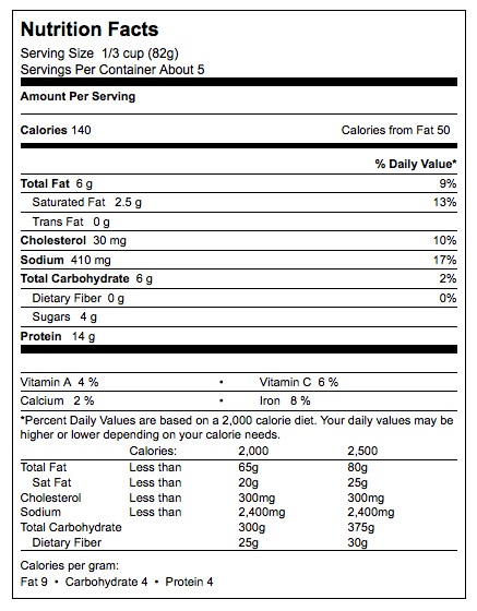 Nutritional Profile for Thick-It Purees,  Beef in Barbeque Sauce