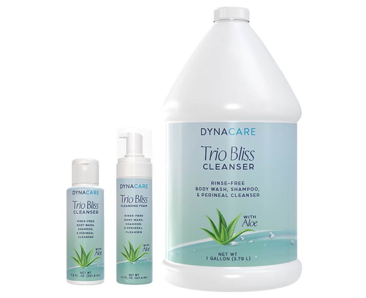 Dynarex Trio Bliss Rinse-Free Body Wash, Shampoo & Perineal Cleanser