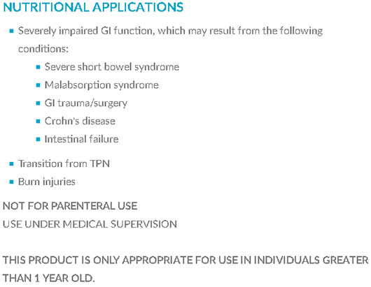 Nutritional Applications for Vivonex Pediatric